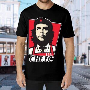 Brand New Graphic Che Guevara Style Chef Tee - Black with Red & Cream Design